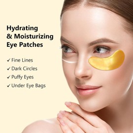 Rotus 30 Pairs Gold Eye Mask Power Crystal Gel Collagen Masks, Great For Anti Aging, Dark Circles & Puffiness
