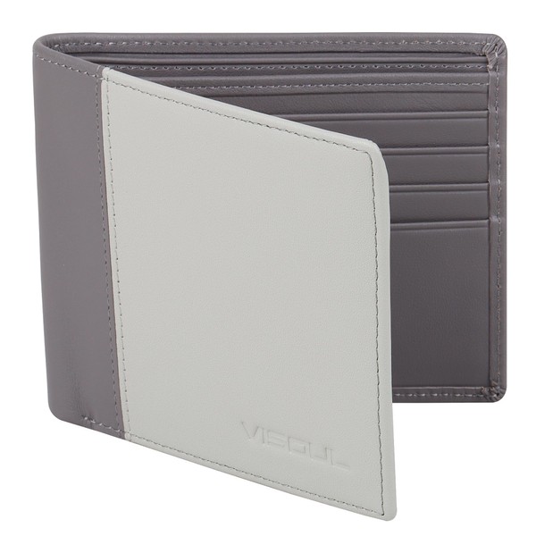 VISOUL Q07 Men's Genuine Leather Wallet with RFID Protection Large