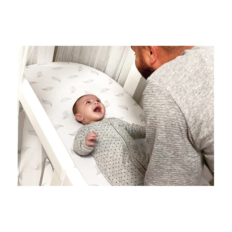 Babyhood Amani Bebe Organic Jersey Cotton Oval Fitted Sheet, Grey