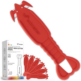 12-Pcs Safety Box Cutter, Scimaker Lobster Box Cutter Stainless Steel Concealed Blade Box Opener with Tape Splitter for Cartons, Cardboard, Wrap, Straps, Film