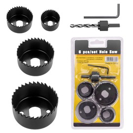 6PCS Hole Saw Kit, 32, 38, 44, 54mm Carbon Steel Hole Saw Tooth Kit, Adjustable Hole Cutter, Holesaw Drill Bit Tools For Cutting Wood Aluminum Plate Plastic