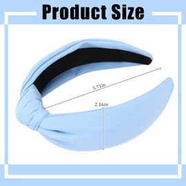 Ondder Blue Headband Top Knot Style Cloth Hairband for Women, Non Slip Fashion Wide Knotted Headbands for Women's Hair, One Size Fits All