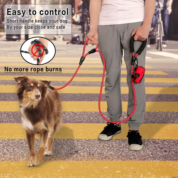 Plutue Pet Rope Dog Leash 6ft Long,Traffic Padded Two Handle,Heavy