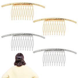 4Pcs French Hair Comb Side Hair Comb eeth Combs Bridal Wedding Veil Combs Hair Clip Hair Holder, Gold and Silver