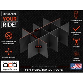 Vehicle OCD - Center Console Organizer for Ford F250 / F350 SuperDuty (2011-2016) (full console w/bucket seats ONLY) - Made in USA - SLX120