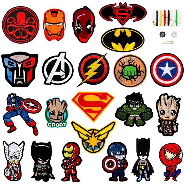 Children's Iron-On Patches, Iron-On Patches, Set of 22 Iron-On Patches, Children's Iron-On Patches, Appliques for Sew-On Patches, Children, Iron-On Patches for Clothes, Backpacks, Jeans Patches
