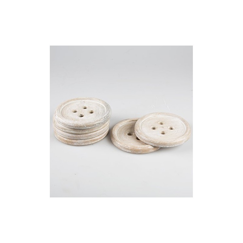 Sass & Belle Wooden Brown Button Coaster - Set of