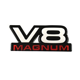 1pc V8 Magnum Emblems Fender Door Nameplate 3D Badge Stickers Logo 1500 Van Fit for 94-01 Magnum (Chrome Red)