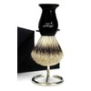 Silver tip badger hair shaving brush with shaving brush stand