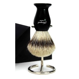 Silver tip badger hair shaving brush with shaving brush stand for men