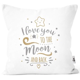 MoonWorks® Cushion Cover I Love You to The Moon and Back Love Gifts Declaration of Love White One Size