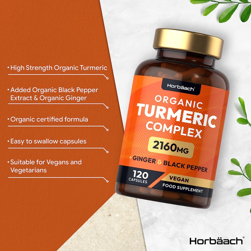 Organic Turmeric and Black Pepper Capsules | 2160mg | High