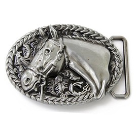 LKMY Fashion Mens Womens Vintage Native 3D Horse Belt Buckle,Western Cowboy Oval Scroll Belt Buckle (horse1)