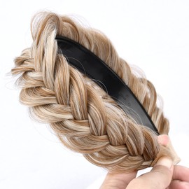 BOBIYA Wide Braided Headband with Teeth Braid Headbands With Teeth for Women Braided Hair Headbands with Tooth (Sandy Blonde)