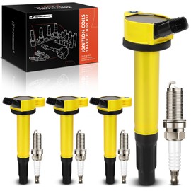 A-Premium (Yellow) Set of 8 Ignition Coil Pack and Iridium Spark Plugs Compatible with Toyota Camry 2010-2017, RAV4 2009-2018, Highlander 2009-2019, Sienna 2011-2013, Venza 2009-2015, 2.5L 2.7L