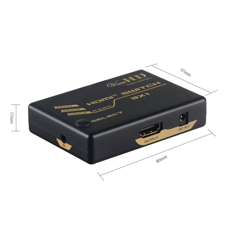 ViewHD UHD HDMI v2.0 3x1 (Three Input to One Output)