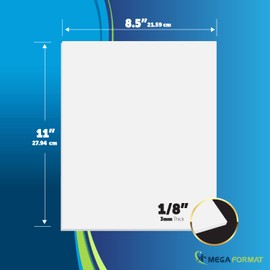 Mega Format Expanded PVC Plastic Sheets - 8.5" X 11" Rigid White Sheet for Crafts, Signage, & Displays - Sintra, Celtec PVC Board - Waterproof for Outdoors Use - 1/8" 3mm Thick - 1-Pk-White