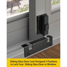 Glass Sliding Door Lock, Black Sliding Door Foot Lock, Sliding Patio Door Security Lock, Slider Door Lock, Sliding Door Stopper, Child Safety Lock for Sliding Doors, Extra Security