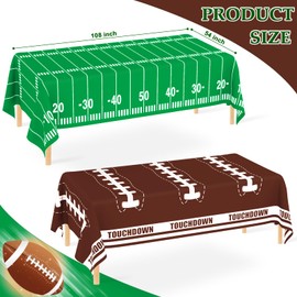 JCTHKUKU Football Party Decorations Disposable Football Birthday Tablecloth Plastic Table Cover for Football Themed Party Games Tailgate Decorations 54 X 108 Inch, 4 Pack