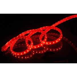 CBConcept UL Listed, 30 Feet, Super Bright 8100 Lumen, Red, Dimmable, 110-120V AC Flexible Flat LED Strip Rope Light, 540 Units 5050 SMD LEDs, Indoor Outdoor Use, Ready to use