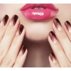 Kiss Fashion Design Nails Medium Burgundy Gold Sparkle Glue On