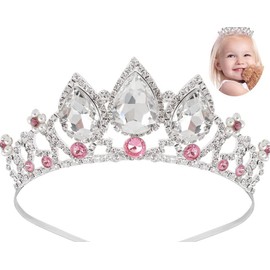 Girls Princess Tangled Crystal Rhinestone Cosplay Tiara Headband Crown For Birthday Party, Wedding, Prom, Pageant (Silver Pink)