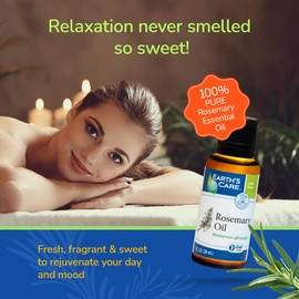 Earth’s Care Rosemary Oil - Rosemary Essential Oil for Diffuser and Aromatherapy - 1 Fl OZ (4/Pk)