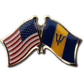 USA and Barbados Flag Die-struck Metal Friendship Lapel Pin with Butterfly Clasp Closure