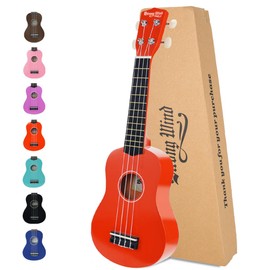 Strong Wind Soprano Ukulele 21 Inch Basswood Ukeleles for Beginners Four Strings Hawaiian Guitar Ukulele for Adults Teenagers, Orange
