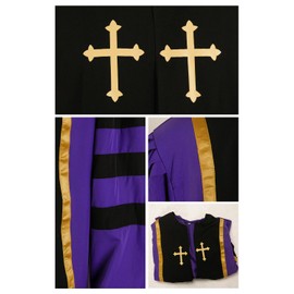 iunoket Men's Medieval Monk Priest Cloak Minister Pastor Robes Clergy Pulpit Christian Robe Church Father Purple Uniform