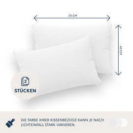 Dreamzie Pillowcases, 40 x 70 cm (Set of 2), 100% Jersey Cotton, 150 g/m², White, Resistant and Hypoallergenic