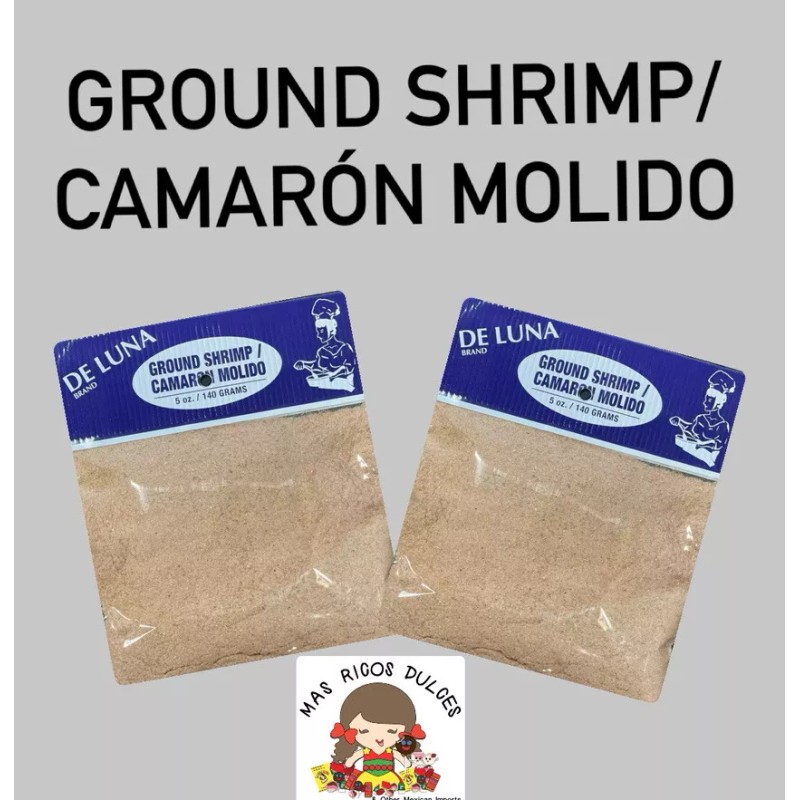 De Luna Brand Dried Ground shrimp 2- 5 oz Bags/Camaron