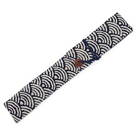 手作り工房FUJITA 扇子入れ 青海波文様×紺 お箸袋にも! 扇子ケース 扇子袋 お箸袋 お箸入れ 和小物 和風小物 和雑貨 和柄