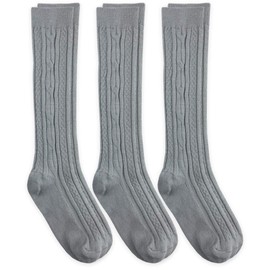 Jefferies Socks Womens Cable Knit Knee High Socks 3 Pair Pack (Sock:9-11/Shoe:6-9, Grey)