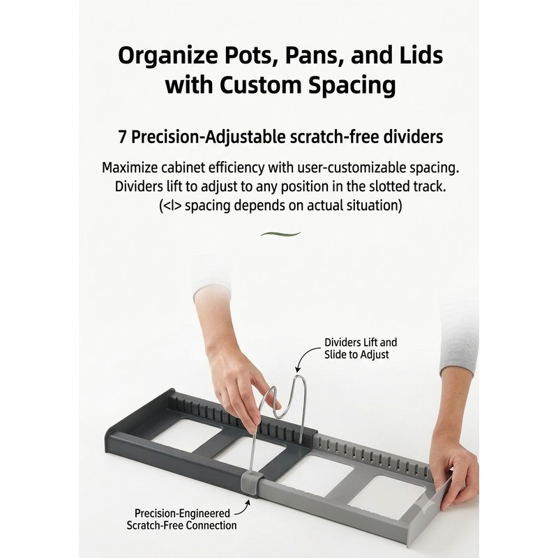 Expandable Pot and Pan Organizer for Kitchen Cabinets – Adjustable
