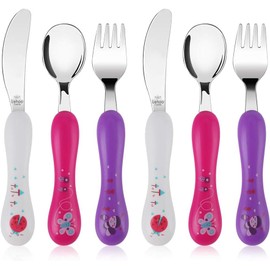Lehoo Castle Cucharas Para Bebe, Tenedores Para Niños con 2 Cuchillos, 2 Tenedores y 2 Cucharas, Cubiertos Para Bebe, Regalos Para Niños Kids