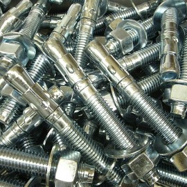 Platonix (25) 5/8" X 5" Concrete Wedge Anchor With Washer & Hex Nut Zinc Plated