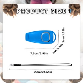 Feelorna 2 Pcs Dog Whistles with Lanyard, 2 in 1 Combined Dog Clicker Whistles for Training and Recall, Professional Dogs Training Whistle to Stop Barking Neighbors Dogs (Black, Blue)