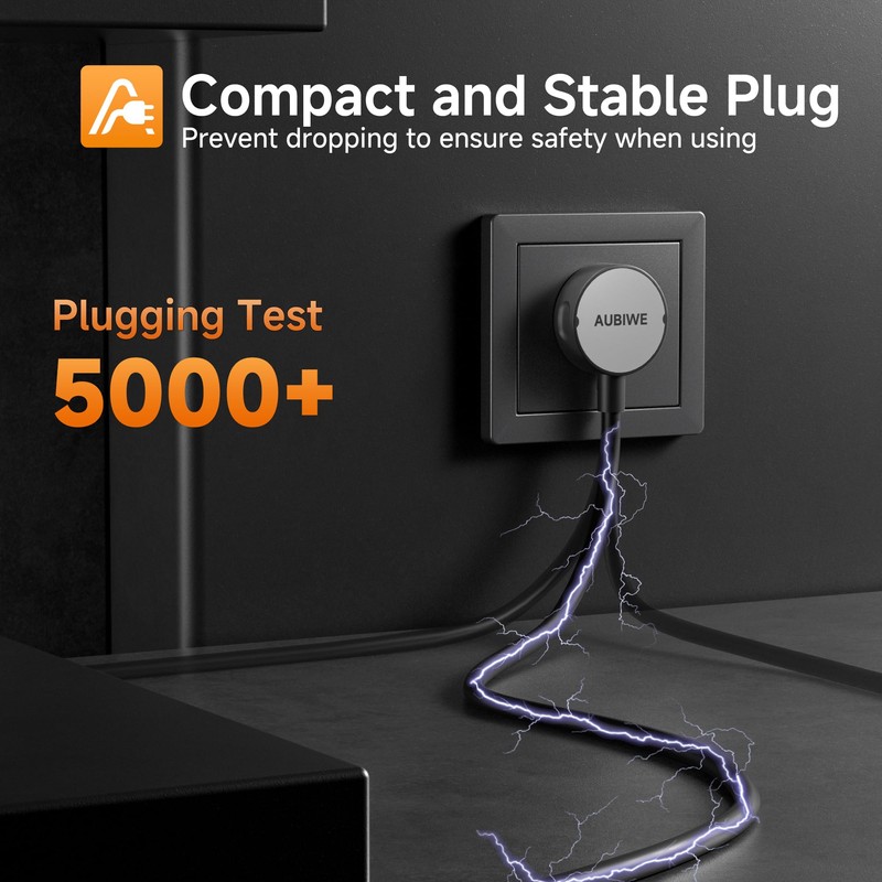 1-way extension cord 1m (including plug), black power supply durable