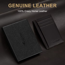 Travelambo Slim Wallet Front Pocket Minimalist Leather RFID Blocking Medium Size