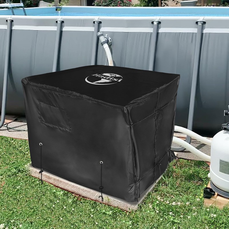 Pool Heater Winter Cover,with Plush Lining,Waterproof Swimming Pool Heater Cover