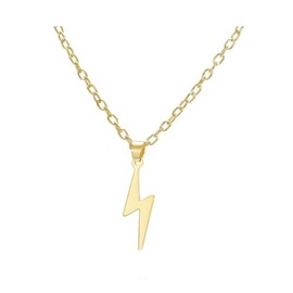 QLYOVWE Lightning Bolt Necklace Thunder Pendant Necklace for Men Women Fashion Lightning Bolt Pendant Choker Necklace Punk Minimalist Statement Necklace Party Birthday Gifts Charm Jewelry, Zinc, No