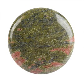 KYEYGWO Polished Round Crystal Massage Stones for Worry Stones, Healing Worry Stone, Gua Sha Gemstone, Facial Stone, Pocket Play Stone for Meditation, Spa, Stress Relief, Unakite