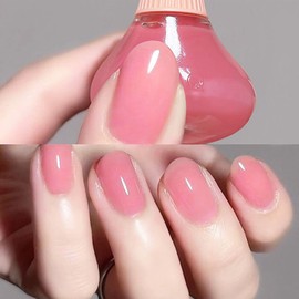 Clear Pink Nail Polish, Pink Clear Nail Polish Quick Dry, Long Lasting Sheer Pink Nail Polish, Pink Tinted Clear Nail Polish, Jelly Pink Nail Polish for All Seasons, Translucent Pink Nail Polish