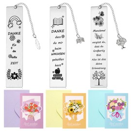 Clabby 3 Thank You Gift Sets for Teacher Teacher Thank You Bookmarks and Cards for Educator Teacher Farewell Retirement Graduation Christmas Birthday Gift for Nursery Primary School