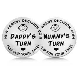 PuraQuot New Parents Decision Coin, Meaningful Encouragement Coin for New Dad Mum,New Mum Gifts,Stainless Steel Commemorative Coin for Baby Shower Gift，Birthday, Anniversary (Silver)