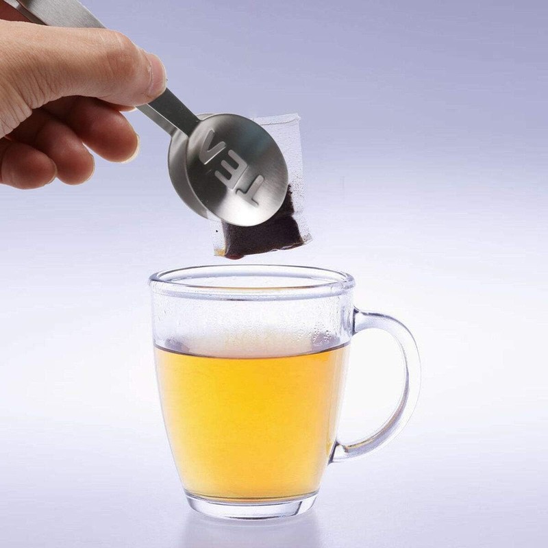 Mr.Gadget Solution Spoon-Shaped Stainless Steel Tea Bag Squeezer & Holder,