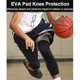 SUJAYU Basketball Knee Pads, 2 Pack Honeycomb Anti Collision Leg Compression Sleeves, Sports Sleeves for Wrestling Football Volleyball Soccer Skating 