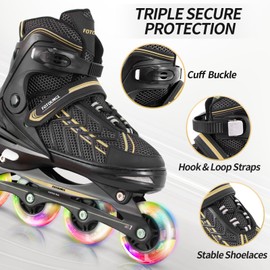 Fotoumgl Adjustable Inline Skates for Kids and Youth with Light up Wheels, Outdoor Beginner Skates for Girls Boys Ages 4-12, Women, Men