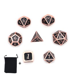 DollaTek 7pcs Polyhedral Metal Dice Set with Black Storage Bag for Role Play Dungeons and Dragons D & D Math Teaching (Black)